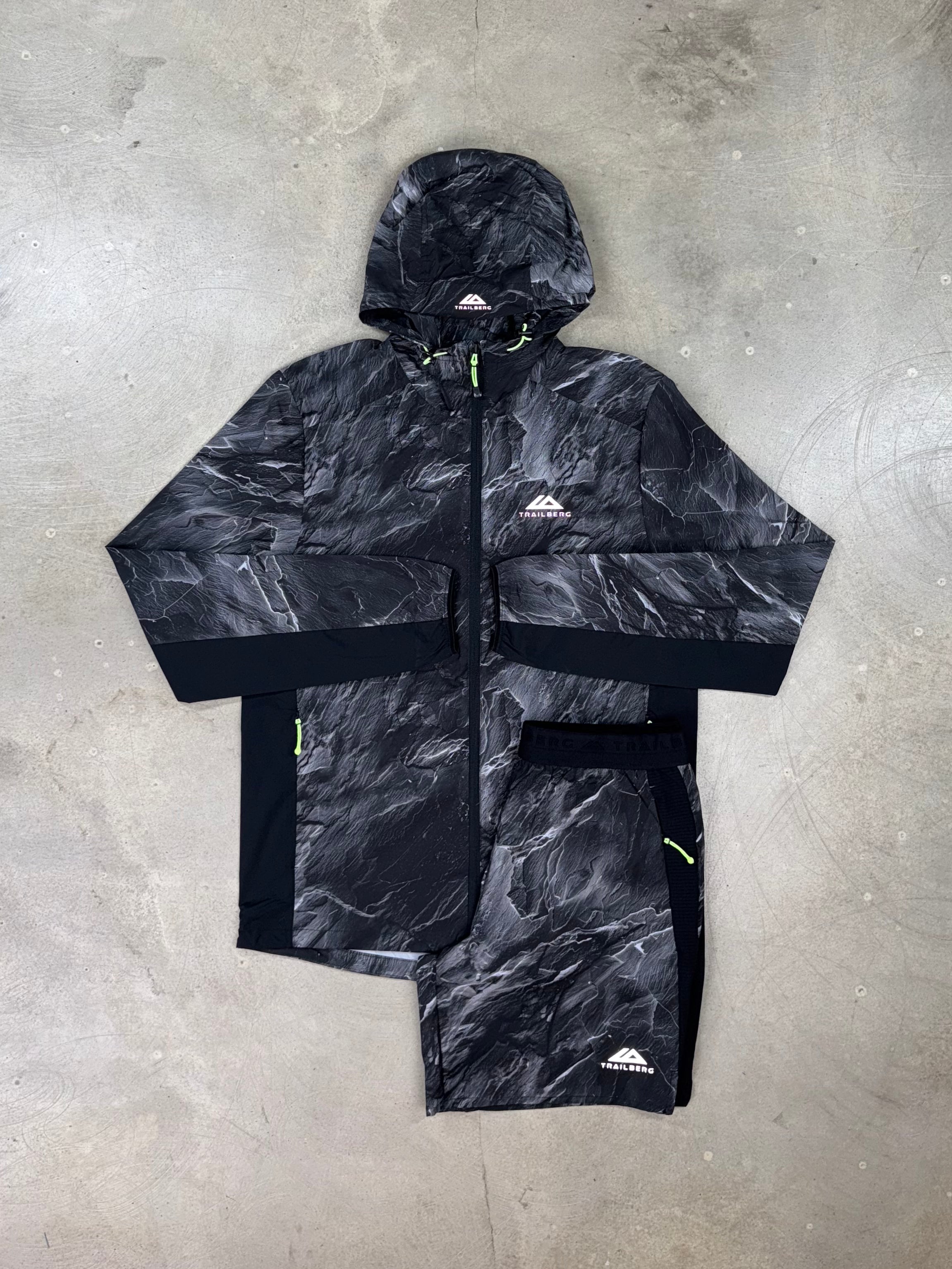 Trailberg - Vertex Obsidian Windbreaker Set - Black/Neon Lime