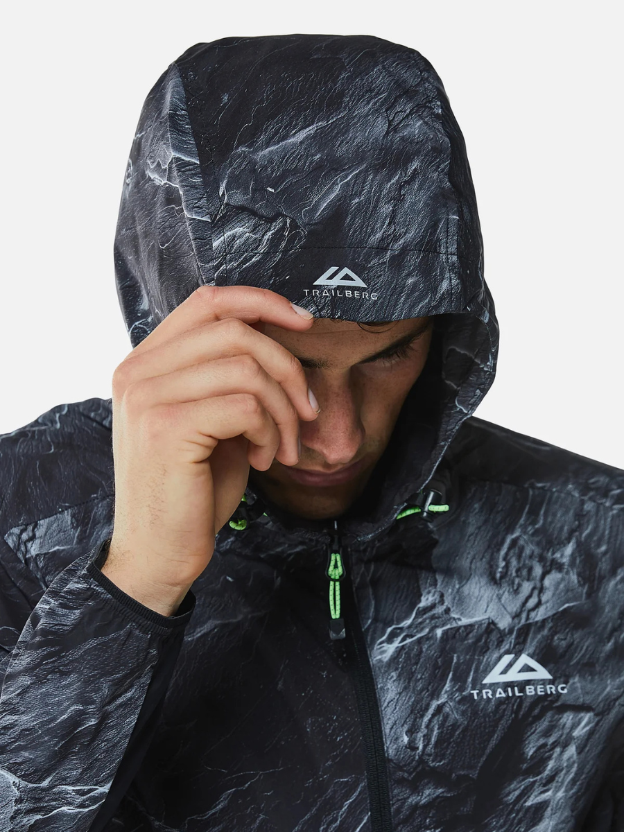 Trailberg - Vertex Obsidian Windbreaker - Black/Neon Lime