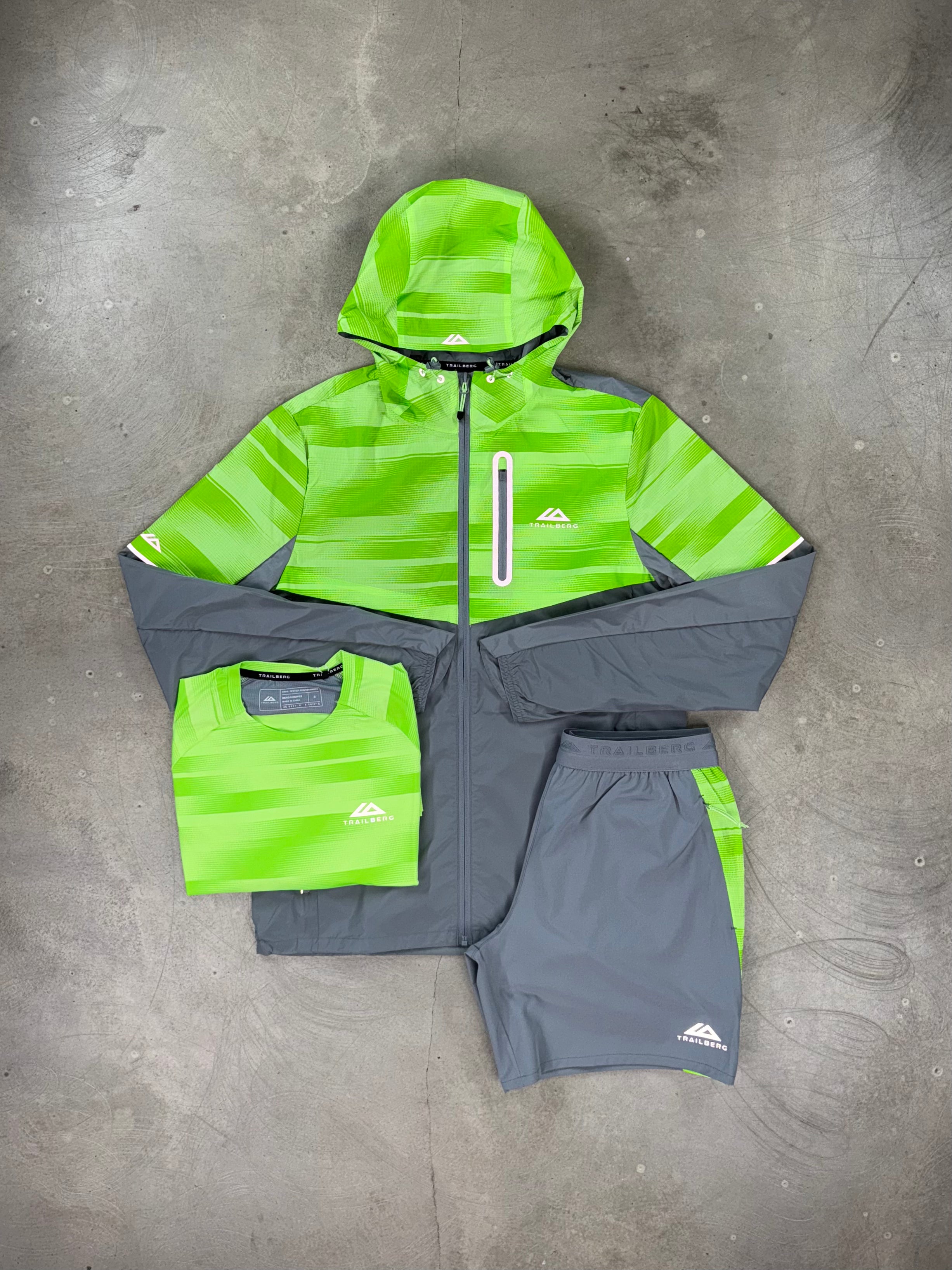 Trailberg - Dimension 2.0 Windbreaker Three Piece - Neon Lime/Grey